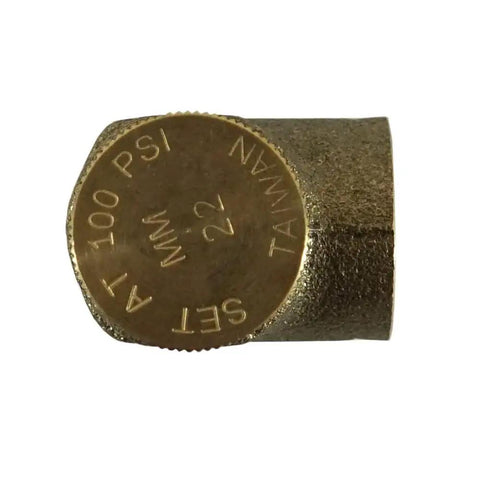 Lead Free Brass Pressure Relief Valve Half Inch MNPT And Half Inch FNPT, 100 PSI Adjustable Safety Valve side view, IAMPO Certified