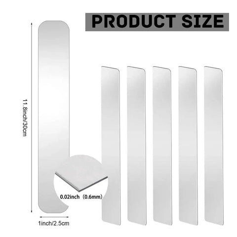Stainless Steel Shim Stock Set 304 Grade, 12 Inch Long By 1 Inch Wide By 0.02 Inch Thick Metal Strips, Five Pack displayed
