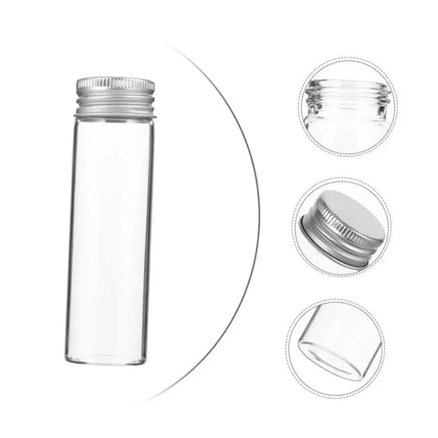 Clear Glass Vials With Aluminum Caps 10 Pack For Travel Storage Of Candies Nuts Beads And Jewelry Making Leak Resistant Bottles
