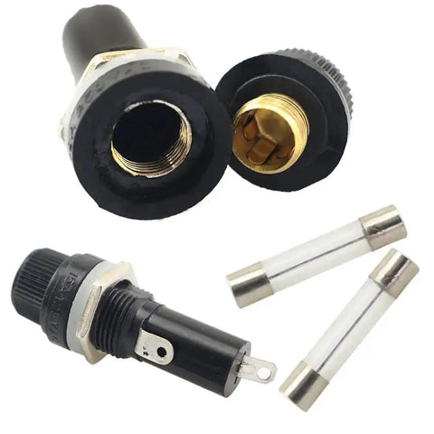 4 Pack 6x30mm Fuse Holders Panel Mount Screw Cap Style Built To Last For 250V AC 10A And 125V AC 15A Fuses, Black Plastic, Metal