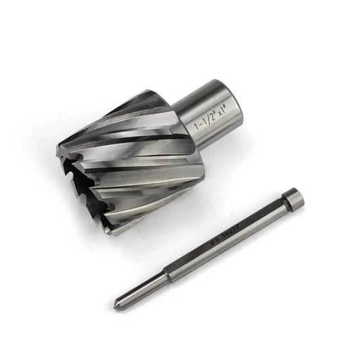 One And One Half Inch Annular Cutter With Three Quarters Inch Weldon Shank And Pilot Pin For Magnetic Drill Press HSS Slugger Kit