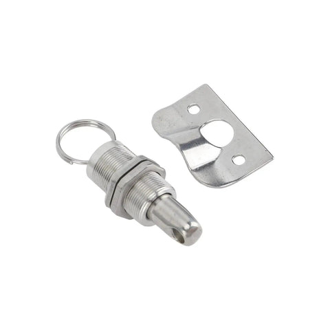 58.5mm stainless steel latch lock fastener with mounting plate and key ring; mirror-polished marine-grade hardware