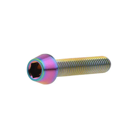 Premium Rainbow Titanium M5x25mm Tapered Head Screws Pack Of 4 For Tough Builds With 6AL4V Grade 5 Titanium Alloy DIN912 0.8mm Pitch
