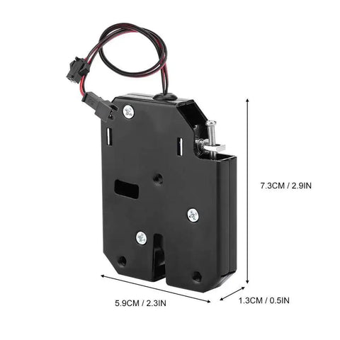12V DC Electromagnetic Cabinet Lock with 150Kg Force Auto Lock When Power is Off shown with dimensions and wiring