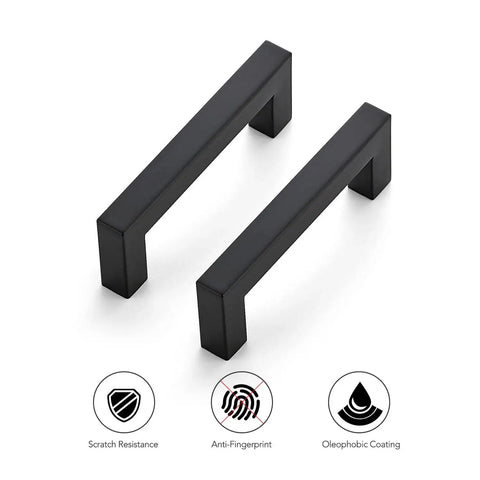 30 Pack Three And A Half Inch Square Cabinet Handles Matte Black Pulls with scratch resistance and anti-fingerprint features
