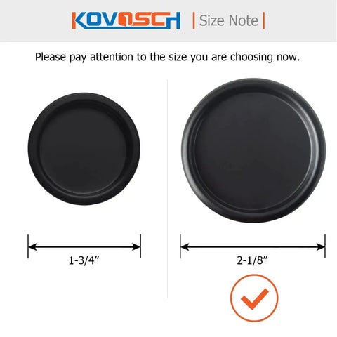 Comparison of two round black door finger pulls, 1-3/4 inch vs. 10 Pack Black Closet Door Finger Pulls Two And One Eighth Inch Round Sliding Door Pull With Easy Snap In Installation Universal Fit For Bypass Closet Doors And Furniture Durable Stamped Steel Construction No Nails Required