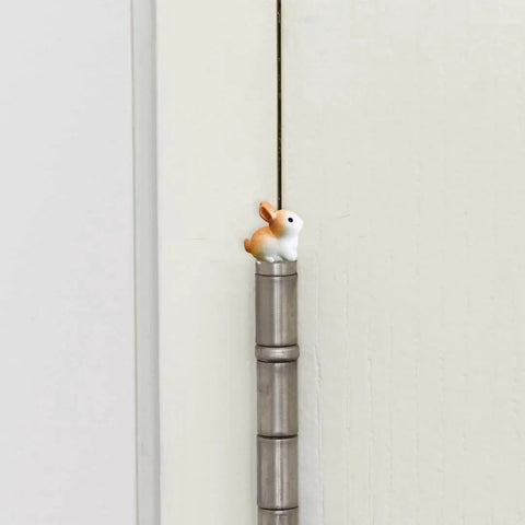 Rabbit Door Hinge Toppers Set Of 6 With Magnetic Hinge Heads on metal hinge, whimsical animal charms for home decor.