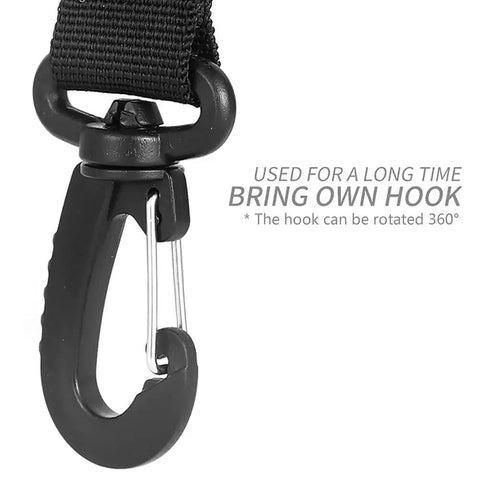 Close-up of Heavy Duty Suction Cup Anchors With Securing Hook, highlighting 360-degree rotatable black hook with strap.