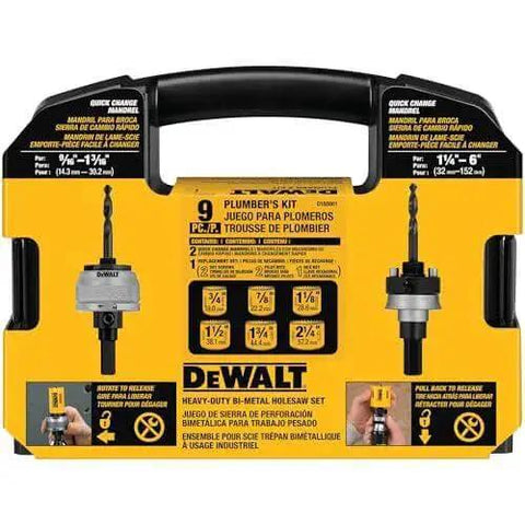 Bi Metal Hole Saw Kit For Wood Metal And Plastic With Up To 50 Percent Longer Life And Fast Plug Ejection By Dewalt package