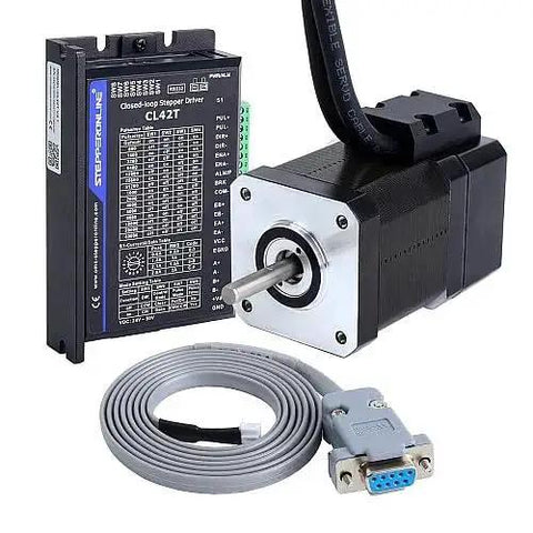 Closed Loop Stepper Motor CNC Kit For 1 Axis With Nema 17 52Ncm 73.64 Oz In Encoder 1000PPR 4000 CPR And CL42T V4.1 Driver 0 To 3A 24 And 48 V DC DIY Ready 3D Printer And CNC Machines Includes RS232 Debug Cable
