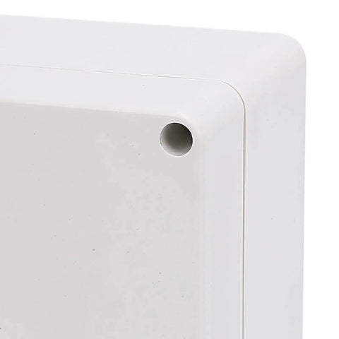 Corner view of Tough As Nails Rust Proof And Erosion Resistant Waterproof Electrical Enclosure Box 120x120x90mm with embedded mounting holes.