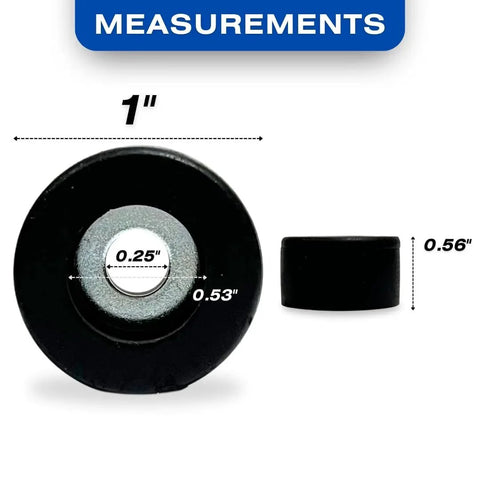 Measurements of 8 Pack 1 Inch Bumper Feet With Stainless Steel Washers Waterproof Isolation And Anti Vibration With One Quarter Inch Screw Hole