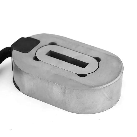 JADODE brake magnet kit, front view; oval metal magnet housing with rectangular slot