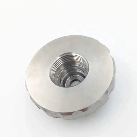 Mixing Chamber Nut For Waterjet Cutting Head Spare Parts 711589-1 Premium Grade Replacement, shown from an angled view