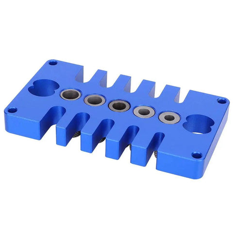 3 In 1 Woodworking Drill Guide And Punch Positioner With Pro Grade Precision Aluminum Alloy Dowel Jig for Cabinet Making Blue 125x70x30mm