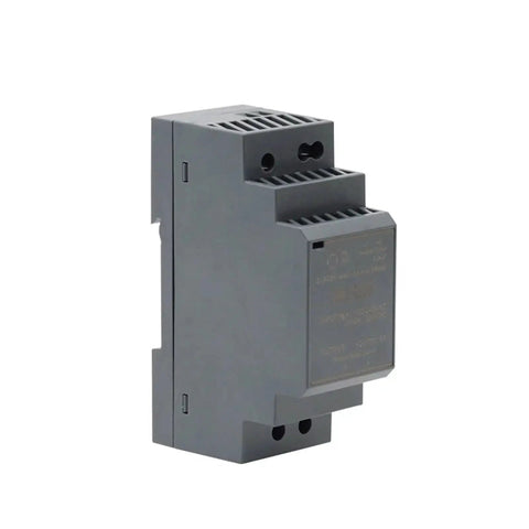 Side view of Ultra Slim 30W DIN Rail Power Supply With 100-240VAC Input And 5V 12V 24V Or 48V Outputs, in gray casing.