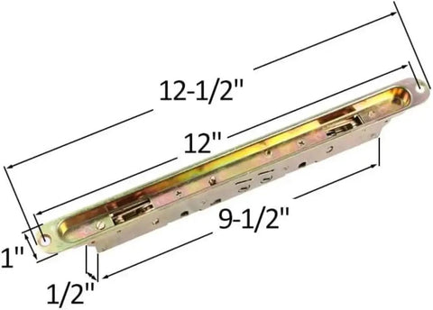 12.5 Inch Dual Point Double Hook Sliding Glass Patio Door Mortise Lock With Three Eighths Inch Recessed Trim Plate And Enhanced Security