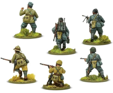 Bolt Action Italian Army and Blackshirts 1 To 56 Scale Tabletop Miniatures Set showing six painted WWII soldier figures