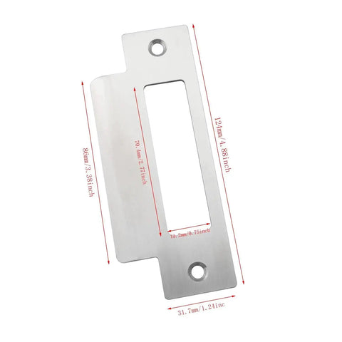 Universal 4 7/8 Inch Latch Strike Plate Backplate Kit In Iron With Brushed Zinc Finish And Screws Built Tough For Silver Door Latch Plate
