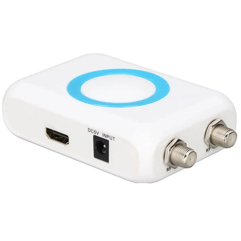 Plug And Play RF Modulator For Home Theater And TV, supports PAL and NTSC output, 1080P PLL VHF control, durable ABS build, no driver needed
