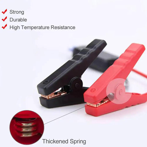 Jump Start Cables For Cars With A No Brainer Adapter That Lets You Use 20V Tool Batteries, red and black clamps with thickened springs
