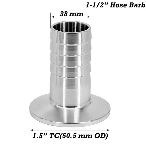 Beduan stainless steel 1.5 in tri-clamp to 1.5 in barb sanitary adapter for home brew