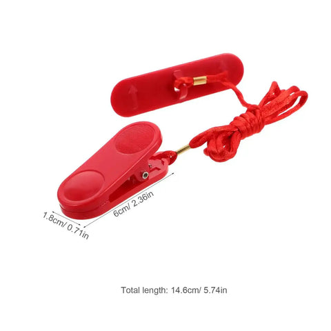 Red Replacement Treadmill Safety Key and Emergency Stop Clip for treadmills with dual insert design and easy installation, 14.6cm long.