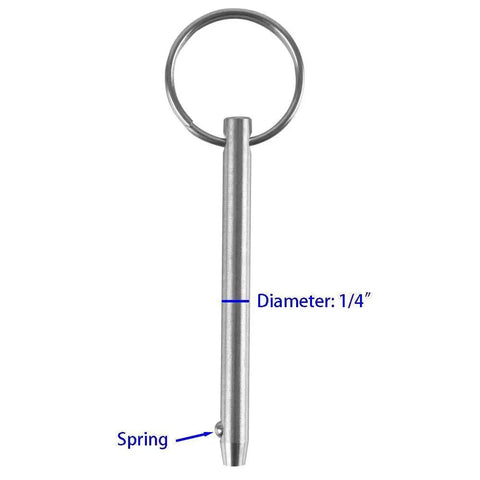 4 Pack Quick Release Pins One Quarter Inch Diameter Three Inch Overall Length Two Point Four Inch Usable Length Pro Grade Marine 316 Stainless Steel With Spring Loaded Ball Tip Ideal For Bimini Tops Boat Tops Deck Hinges And Other Marine Hardware