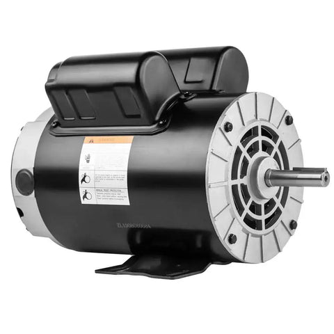 Beefy 3.7 HP 230V Single Phase Air Compressor Motor, 56 Frame, 3450 RPM, 5/8 Shaft, 17.2A, thermally protected, side view