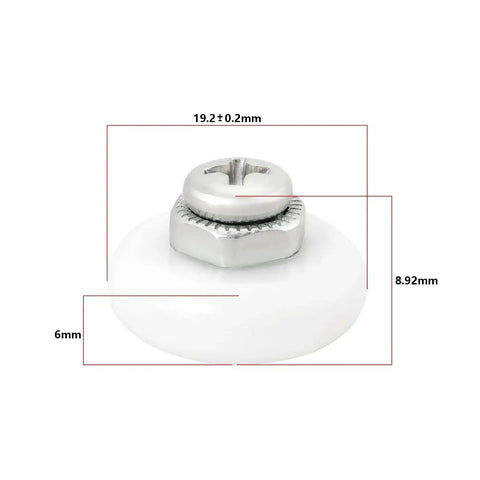 8 Piece Oval Edge Shower Door Rollers with Screws 19mm Diameter 6mm Thick Replacement Sliding Wheels for Glass Shower Doors