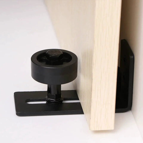 Two Piece Adjustable Floor Guide for Sliding Barn Doors with Eight Setup Options Low Profile Flush Bottom Design Matte Black