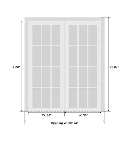 Modern Black Double Swing Interior French Doors With Glass In Solid Wood Construction Hardware Included Frames Included And Non Mortise Hinges Ready To Install 72 By 80 Inches For Wall Up To 5 And A Half Inches front view