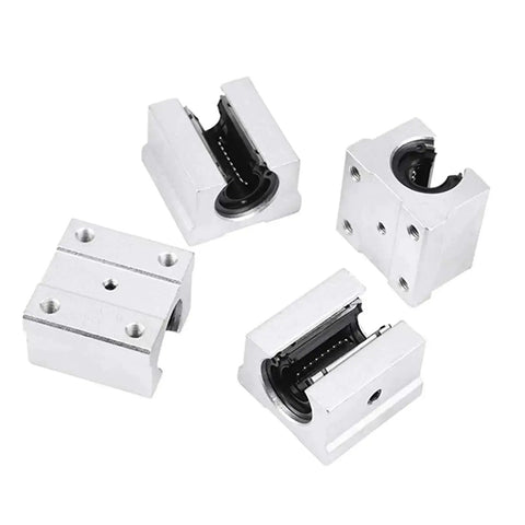 Rock Solid Linear Rails And Bearings 2200mm SBR16 2 Pack With 4 SBR16UU Carriage Blocks for DIY CNC routers close-up of bearing blocks