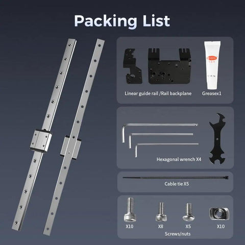 Ender 3 X Axis Linear Rail Kit With MGN12C Guide Rail 12.6 Inch Length Mount Bracket Sprite Pro Bracket Included Plug And Play Upgrade For Ender 3 Pro And Ender 3 V2 3D Printers packaging contents.