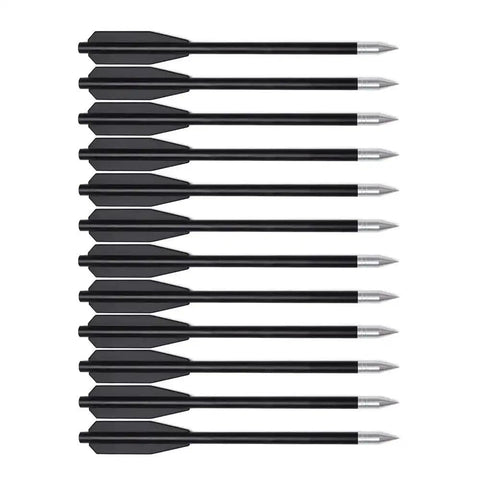 12 Pack Crossbow Bolts 6.3 Inch Black Plastic Shaft Arrows With Aluminum Point Tip For Small Crossbows, Durable Target Practice Bolts