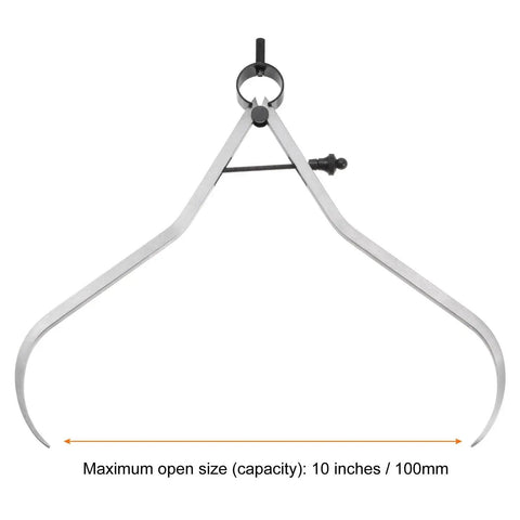 Spring Joint Outside Caliper For Wood Turning Lathe Work With 10 Inch Capacity 250mm Solid Nut Forged Stainless Iron Durable Pro Grade Construction