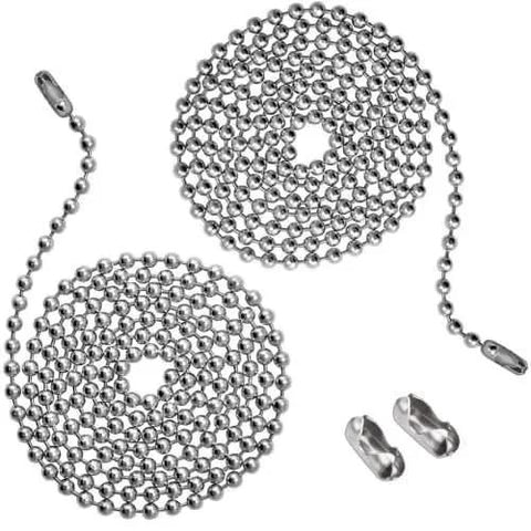 Stainless Steel Ball Chain 3.2mm Pull Chain 36 Inch, Rustproof With Strong 40 Pound Pull, 2 Pack With 4 Free Connectors