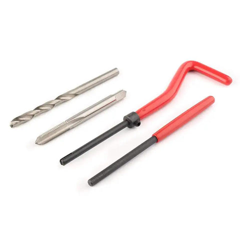Tools from the 25 Piece M8 X 1.0mm Thread Repair Kit Helicoil Style Insertion Set for Auto Repair Quickly Fix Damaged Threads in Oil Pans