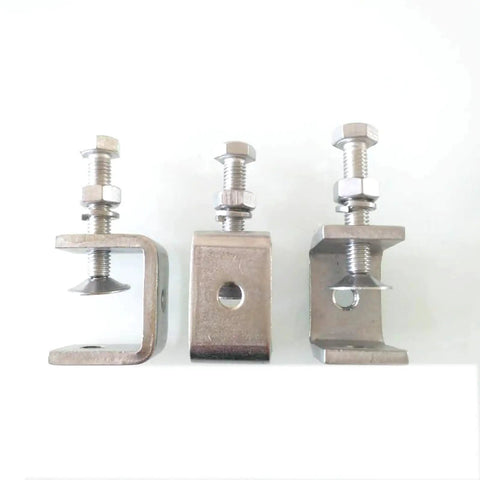 Front view of Four Piece 304 Stainless Steel C Clamps Heavy Duty Set for Woodworking Welding Building DIY Projects