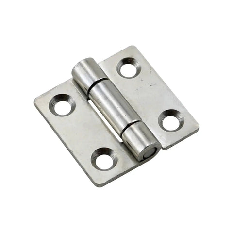 Small square damping hinge, 1.5-inch, silver metal with mounting plate and pin