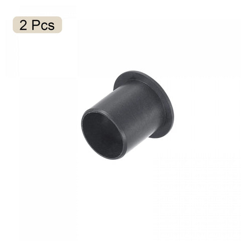 Flanged Sleeve Bearing Set 16mm Bore 18mm OD 21mm Length Self Lubricating POM Oilless Black 2 Pack shown on white background