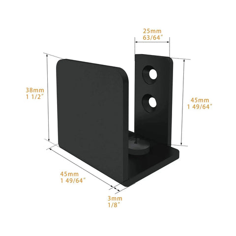 Matte Black Floor Guide For Wall Mount Sliding Barn Door Hardware Set Of 2, visible dimensions and side view.