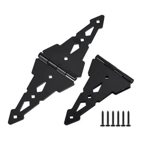 8 Inch Heavy Duty Gate Hinges For Wood Gates And Fences Black Six Pack With Screws And Mounting Hardware, steel construction