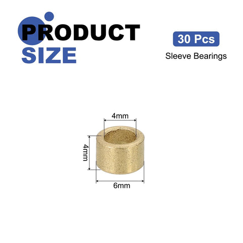 30 Pcs Self Lubricating Sintered Bronze Sleeve Bearings With 4mm Bore 6mm OD And 4mm Length Killer Bushing Set