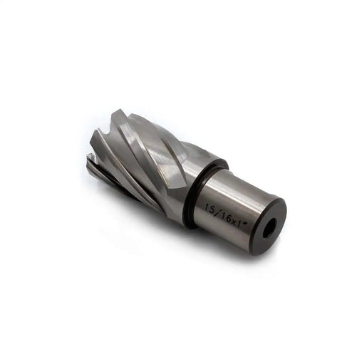 Annular Cutter 15/16 Inch Cutting Diameter With 1 Inch Depth, 3/4 Inch Weldon Shank And 2 Flats, Pilot Pin, For Magnetic Drill Press