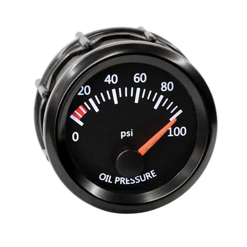 52mm Universal Car Oil Pressure Gauge Kit With White LED Readout, 0-100 PSI, 12V DC Power, Red Illuminated Needle