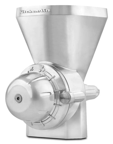 All Metal Grain Mill Attachment For Stand Mixers Lets You Grind Fresh Flour From Wheat, Corn, Rice And More From Coarse To Fine, Fits KitchenAid Models Including KGM, Includes Cleaning Brush