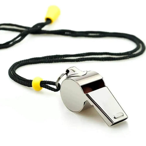 2 Pack Stainless Steel Sports Whistles With Lanyards for Coaches, Referees, and Officials, Loud Crisp Sound, Ideal for Training and Games.
