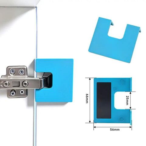 Two Pack Adjustable Door Hinge Jig Router Template Installation Kit With Magnetic Locking For Drill Free Setup Precision 2mm Calibration Door Jamb Hinge Jig Carpenter Mortise Tool Latch Installation For Doors Cabinets And Drawers DIYers Will Love, showing blue template and hinge attached to door