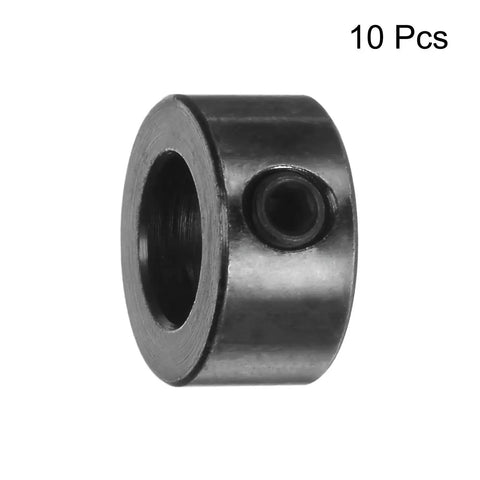 Eight Millimeter Shaft Collars Set Screw 10 Pack 8mm ID 14mm OD Black Nickel Plated Carbon Steel Gear Stopper Wheel Collars